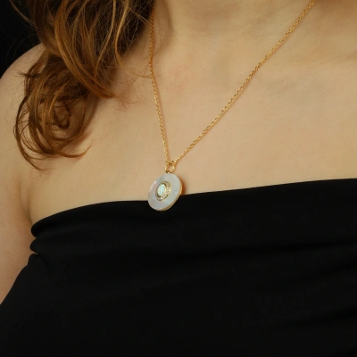 925 Ayar Gümüş Sedef Taşlı Kolye