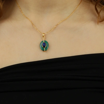 Malakit Taşlı 925 Gümüş Kolye