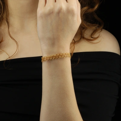 Altın Kaplama 925 Ayar Gümüş  Minimalist Zincir Bileklik