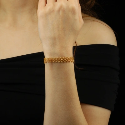 Gold Kaplama 925 Ayar Gümüş Dorika Bileklik