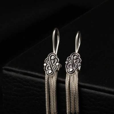 925 Ayar Bulut Motifli Mardin Hasırı Küpe