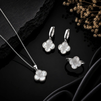 925 Ayar Gümüş Yonca Set