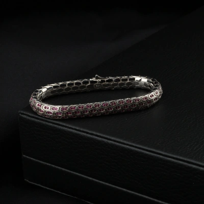 925 Ayar Pembe Zirkon Snake Vip Gümüş Bileklik