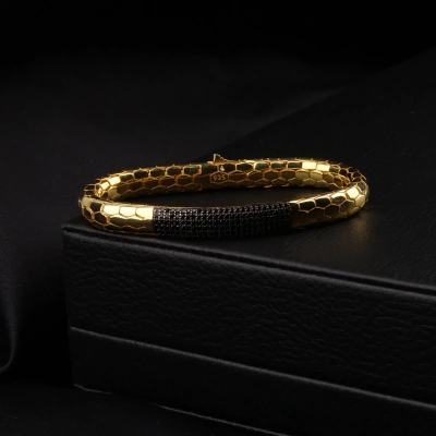 925 Ayar Taşlı Snake Vip Altın Kaplama Bileklik