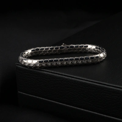 Beyaz Zirkon Taşlı 925 ayar Snake Vip Gümüş Bileklik