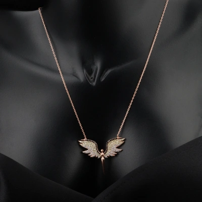 Rose Kaplama 925 Ayar Gümüş Melek Kolyesi