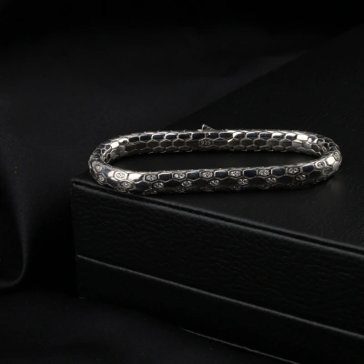 Zirkon Taşlı 925 ayar Snake Vip Gümüş Bileklik