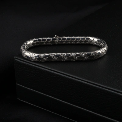 Zirkon Taşlı 925 ayar Snake Vip Gümüş Bileklik