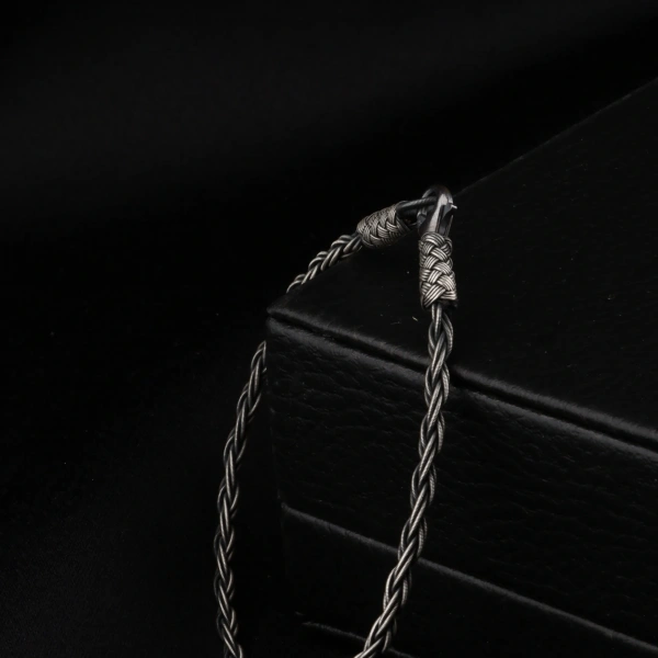 1000 Ayar İkili Örgü Oksitli Kazaziye Gümüş Bileklik