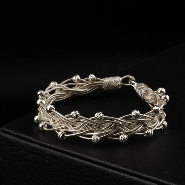 1000 Ayar Kalın Dorika Kazaziye Gümüş Bileklik