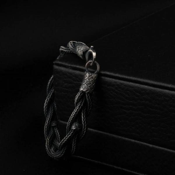 1000 Ayar Kazaziye Toplu Örgü Gümüş Bileklik