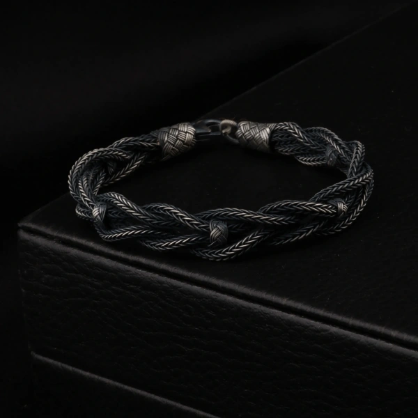 1000 Ayar Kazaziye Toplu Örgü Gümüş Bileklik