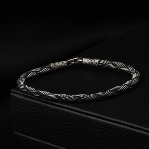 1000 Ayar Kazaziye Unisex Gümüş Bileklik