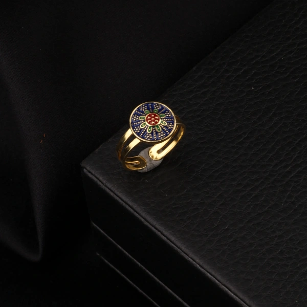 925 Ayar Mardin Hasırı Kırmızı Mineli Gümüş Yüzük