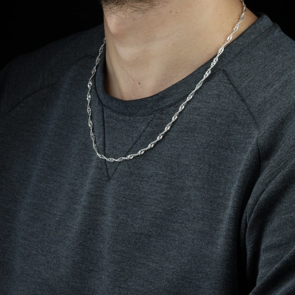 925 Ayar Singapur Model Erkek Gümüş Kolye