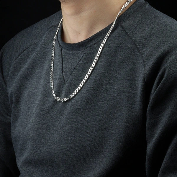 925 Ayar Gurmet 4 Mm Gümüş Erkek Zincir Kolye