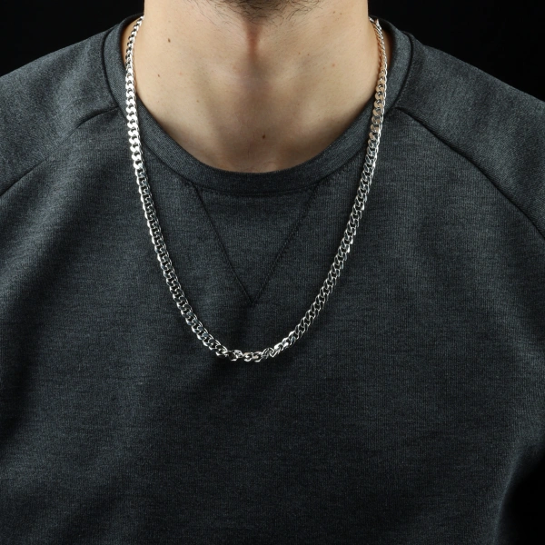 925 Ayar Gurmet 4 Mm Gümüş Erkek Zincir Kolye