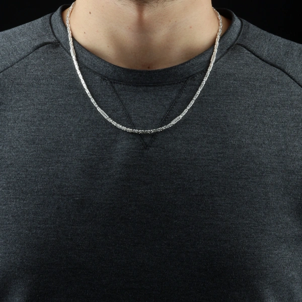 Zirkon Taşlı Kral Erkek Gümüş Zinciri