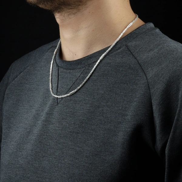 Zirkon Taşlı Kral Erkek Gümüş Zinciri