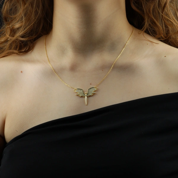 Altın Kaplama 925 Ayar Gümüş Melek Kolyesi