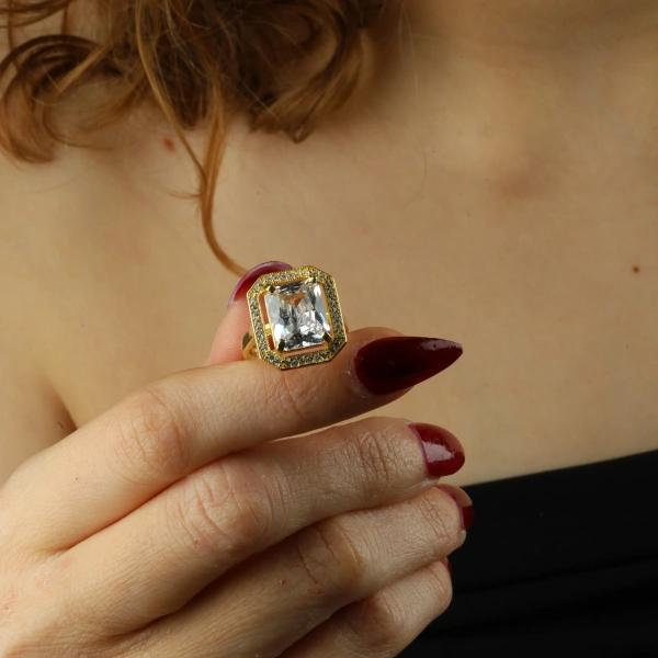 925 Ayar Altın Kaplama Baget Yüzük