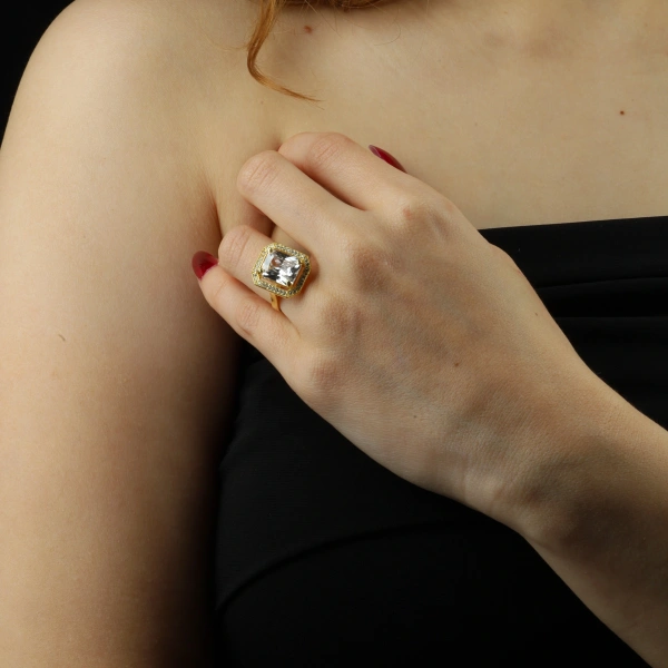 925 Ayar Altın Kaplama Baget Yüzük