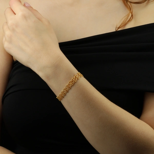 925 Ayar Gümüş Altın Kaplama Örgü Bileklik