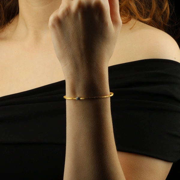 925 Ayar Gümüş Altın Kaplama Minimalist Bilezik