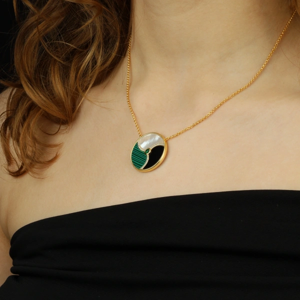 925 Ayar Malakit Taşlı Kadın Kolye