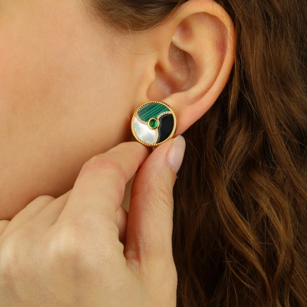 925 Ayar Malakit Taşlı Kadın Küpe