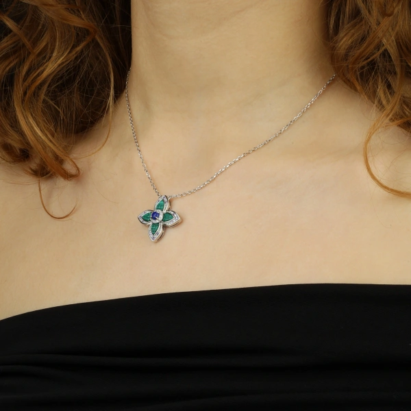 925 Ayar Gümüş Malakit Taşlı Kolye