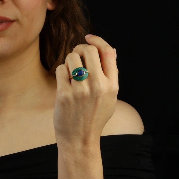 Malakit Taşlı 925 Gümüş Yüzük