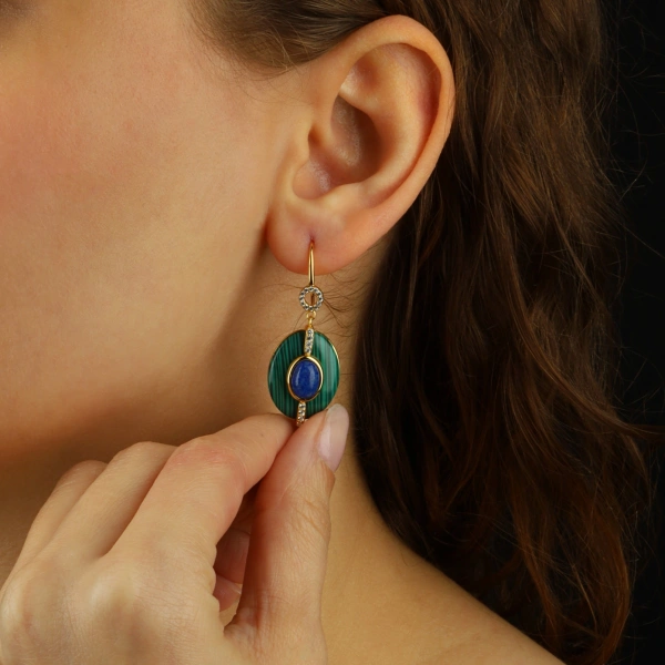 Malakit Taşlı 925 Gümüş Küpe