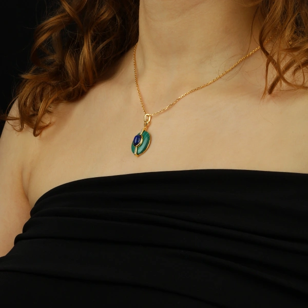 Malakit Taşlı 925 Gümüş Kolye