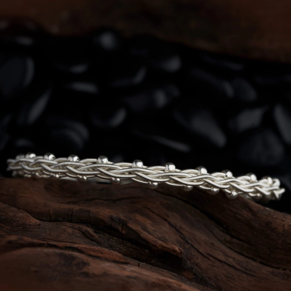 1000 Ayar İnce Dorika Kazaziye Gümüş Bileklik