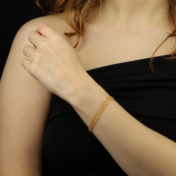 925 Ayar Gümüş Altın Kaplama Dorika Bileklik