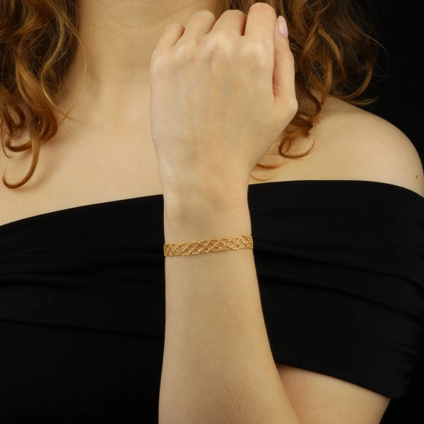 925 Ayar Gümüş Altın Kaplama Dorika Bileklik