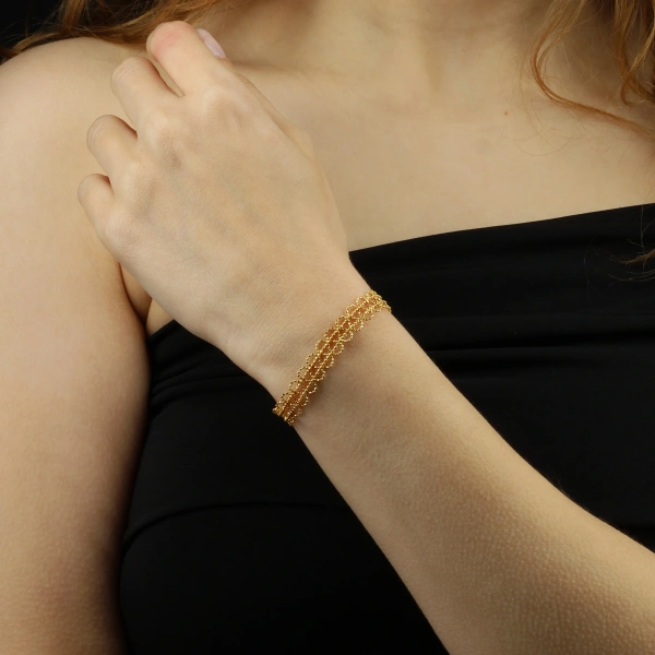 Altın Kaplama 925 Ayar Gümüş  Minimalist Zincir Bileklik