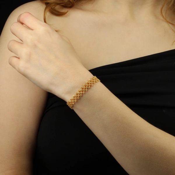 Gold Kaplama 925 Ayar Gümüş Dorika Bileklik