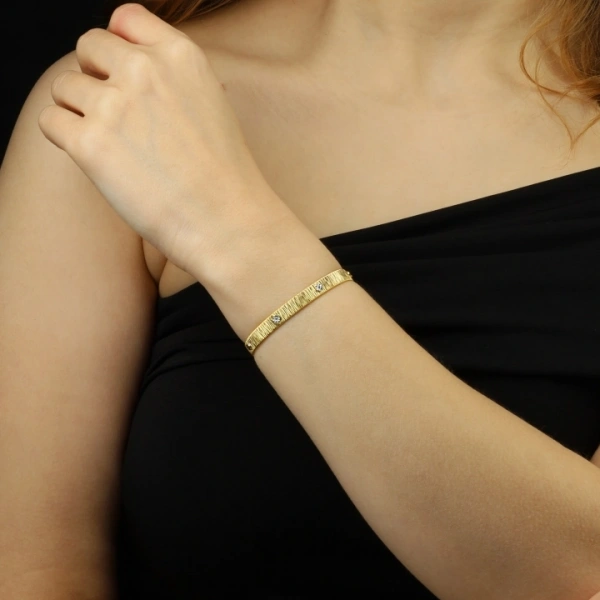 İtalyan Hasır Altın Kaplama Gümüş Bileklik