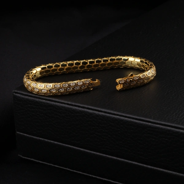 925 Ayar Altın Kaplama Snake Vip Gümüş Bileklik