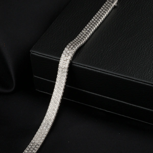 925 Ayar Beyaz Zirkon Snake Vip Gümüş Bileklik