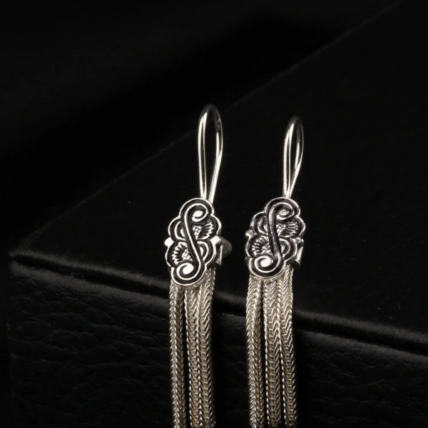 925 Ayar Bulut Motifli Mardin Hasırı Küpe