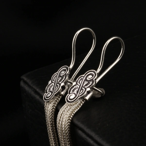 925 Ayar Bulut Motifli Mardin Hasırı Küpe