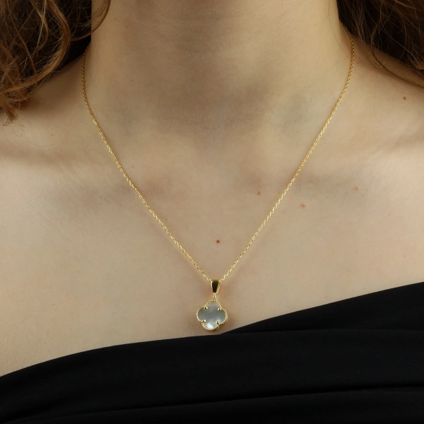 925 Ayar Gold Kaplama Yonca Set