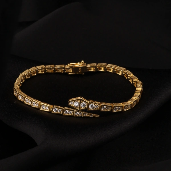 925 Ayar Gümüş Altın Kaplama Snake Bileklik