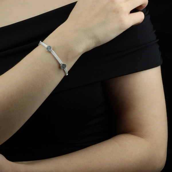 925 Ayar Hitit Motifi Mardin Hasırı Gümüş Bileklik