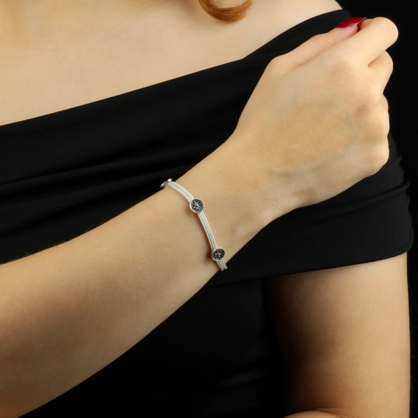 925 Ayar Hitit Motifi Mardin Hasırı Gümüş Bileklik