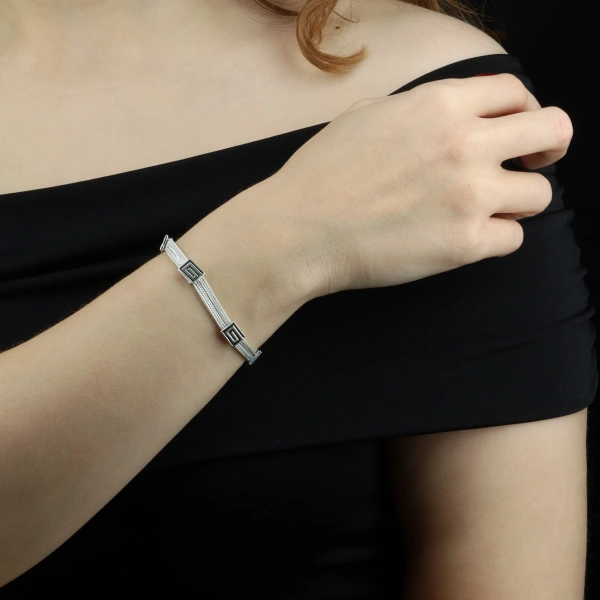 925 Ayar  Mardin Hasırı Gümüş Bileklik