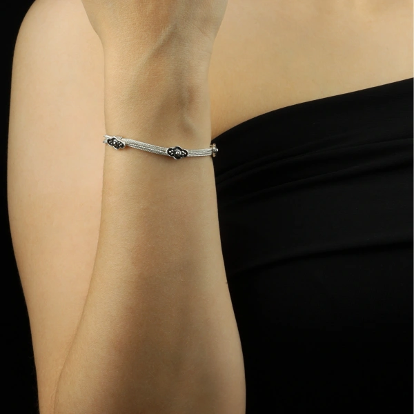 925 Ayar Papyon Model Mardin Hasırı Gümüş Bileklik